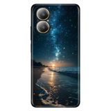 Realme Realme 12 Lite ile Uyumlu Silikon Kılıf, Sahilde Gece Temalı Desenli, Darbe Emici