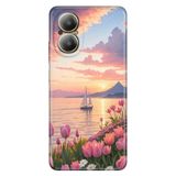 Realme Realme 12 Lite ile Uyumlu Yelkenli Temalı Desenli Darbe Emici Silikon Kılıf, Çok Renkli
