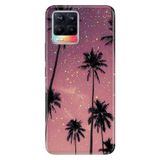 Realme Realme 8 Pro ile Uyumlu Silikon Kılıf, Yaldızlı Palmiye Temalı Desenli, Darbe Emici