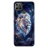 Realme Realme C21Y - C25Y ile Uyumlu Aslan Burcu Temalı Desenli Darbe Emici Silikon Kılıf, Çok Renkli