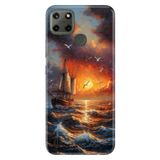 Realme Realme C21Y - C25Y ile Uyumlu Fırtına Temalı Desenli Darbe Emici Silikon Kılıf, Çok Renkli