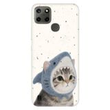 Realme Realme C21Y - C25Y ile Uyumlu Fish Cat Temalı Desenli Darbe Emici Silikon Kılıf, Çok Renkli
