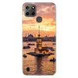 Realme Realme C21Y - C25Y ile Uyumlu Kılıf, Kız Kulesi 34 Temalı Desenli, Darbe Emici Silikon