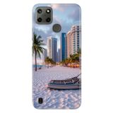 Realme Realme C21Y - C25Y ile Uyumlu Kılıf, Miami Sahili Temalı Desenli, Darbe Emici Silikon