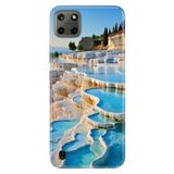 Realme Realme C21Y - C25Y ile Uyumlu Kılıf, Pamukkale Temalı Desenli, Darbe Emici Silikon