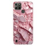 Realme Realme C21Y - C25Y ile Uyumlu Kılıf, Pembe Elmas Temalı Desenli, Darbe Emici Silikon