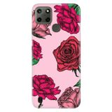 Realme Realme C21Y - C25Y ile Uyumlu Kılıf, Red Rose Temalı Desenli, Darbe Emici Silikon