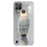 Realme Realme C21Y - C25Y ile Uyumlu Kılıf, Wall Sea Temalı Desenli, Darbe Emici Silikon