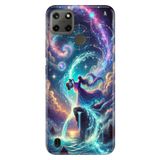 Realme Realme C21Y - C25Y ile Uyumlu Kova Burcu Temalı Desenli Darbe Emici Silikon Kılıf, Çok Renkli