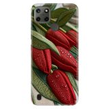 Realme Realme C21Y - C25Y ile Uyumlu Lale Temalı Desenli Darbe Emici Silikon Kılıf, Çok Renkli