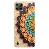 Realme Realme C21Y - C25Y ile Uyumlu Mara Mandala Temalı Desenli Darbe Emici Silikon Kılıf, Çok Renkli