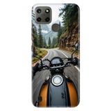 Realme Realme C21Y, C25Y ile Uyumlu Motorsiklet ile Seyahat Temalı Darbe Emici Silikon Kılıf