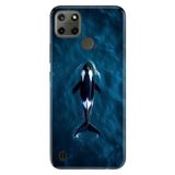 Realme Realme C21Y - C25Y ile Uyumlu Orca Temalı Desenli Darbe Emici Silikon Kılıf, Çok Renkli