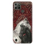 Realme Realme C21Y - C25Y ile Uyumlu Ottoman Horse Temalı Desenli Darbe Emici Silikon Kılıf, Çok Renkli