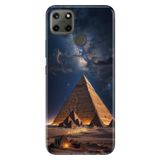 Realme Realme C21Y - C25Y ile Uyumlu Piramitler Temalı Desenli Darbe Emici Silikon Kılıf, Çok Renkli