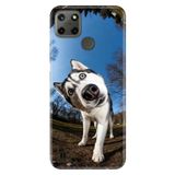 Realme Realme C21Y - C25Y ile Uyumlu Şaşkın Husky Temalı Desenli Darbe Emici Silikon Kılıf