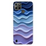 Realme Realme C21Y - C25Y ile Uyumlu Silikon Kılıf, Mavi Ton Temalı Desenli, Darbe Emici
