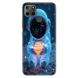 Realme Realme C21Y - C25Y ile Uyumlu Silikon Kılıf, Minik Astronot Temalı Desenli, Darbe Emici