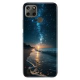 Realme Realme C21Y - C25Y ile Uyumlu Silikon Kılıf, Sahilde Gece Temalı Desenli, Darbe Emici