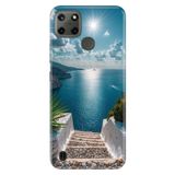 Realme Realme C21Y - C25Y ile Uyumlu Silikon Kılıf, Santorini Temalı Desenli, Darbe Emici, Çok Renkli