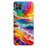 Realme Realme C21Y - C25Y ile Uyumlu Silikon Kılıf, Suluboya Sahil Temalı Desenli, Darbe Emici