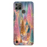 Realme Realme C21Y - C25Y ile Uyumlu Silikon Kılıf, Yaldızlı Gece Temalı Desenli, Darbe Emici