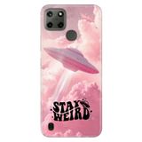 Realme Realme C21Y - C25Y ile Uyumlu Ufo Temalı Desenli Darbe Emici Silikon Kılıf, Çok Renkli