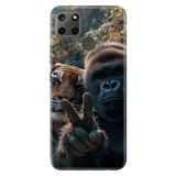 Realme Realme C21Y ile Uyumlu C25Y Kılıf, Goril ve Kaplan Temalı Desenli, Darbe Emici Silikon