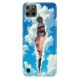 Realme Realme C21Y ile Uyumlu, Realme C25Y ile Uyumlu Kılıf, Girl On Cloud Temalı Desenli, Darbe Emici Silikon, Çok Renkli
