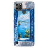 Realme Realme C21Y ve C25Y ile Uyumlu Silikon Kılıf, Pencere Temalı Desenli, Darbe Emici, Çok Renkli