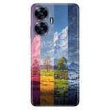 Realme Realme C55 ile Uyumlu Kılıf, 4 Mevsim Temalı Desenli, Darbe Emici Silikon