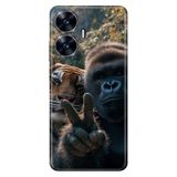 Realme Realme C55 ile Uyumlu Kılıf, Goril ve Kaplan Temalı Desenli, Darbe Emici Silikon