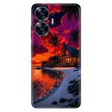 Realme Realme C55 ile Uyumlu Kılıf, Gün Batımı Jamaika Temalı Desenli, Darbe Emici Silikon