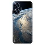 Realme Realme C55 ile Uyumlu Kılıf, Yer Küre Temalı Desenli, Darbe Emici Silikon, Çok Renkli