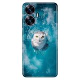 Realme Realme C55 ile Uyumlu Silikon Kılıf, Ciddi Baykuş Temalı Desenli, Darbe Emici