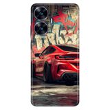 Realme Realme C55 ile Uyumlu Silikon Kılıf, Grafiti ve Car Temalı Desenli, Darbe Emici