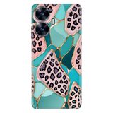 Realme Realme C55 ile Uyumlu Silikon Kılıf, Leopar Yaldız Temalı Desenli, Darbe Emici