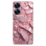 Realme Realme C55 ile Uyumlu Silikon Kılıf, Pembe Elmas Temalı Desenli, Darbe Emici