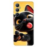 Realme Realme C65 ile Uyumlu Silikon Kılıf, Fırlama Kedi Temalı Desenli, Darbe Emici, Çok Renkli