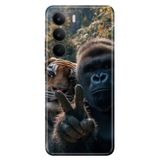 Realme Realme C75 ile Uyumlu Silikon Kılıf, Goril ve Kaplan Temalı Desenli, Darbe Emici