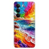 Realme Realme C75 ile Uyumlu Silikon Kılıf, Suluboya Sahil Temalı Desenli, Darbe Emici