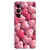 Realme Realme C75 ile Uyumlu Silikon Kılıf, Yansıyan Kalpler Temalı Desenli, Darbe Emici