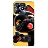 Realme Realme Note 50 4G ile Uyumlu Fırlama Kedi Temalı Darbe Emici Silikon Kılıf, Çok Renkli