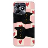Realme Realme Note 50 4G ile Uyumlu Pisico Temalı Desenli Darbe Emici Silikon Kılıf, Çok Renkli