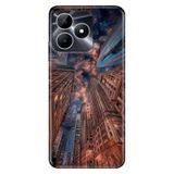 Realme Realme Note 50 4G ile Uyumlu Silikon Kılıf, Gökdelende Yaşam Temalı Desenli, Darbe Emici, Çok Renkli