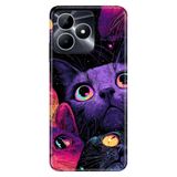 Realme Realme Note 50 4G ile Uyumlu Silikon Kılıf, Kedi Portre Temalı Desenli, Darbe Emici, Çok Renkli