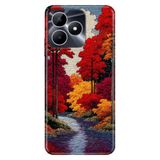 Realme Realme Note 50 4G ile Uyumlu Silikon Kılıf, Kolaj Orman Temalı Desenli, Darbe Emici, Çok Renkli
