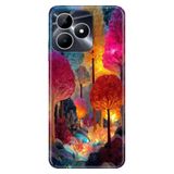 Realme Realme Note 50 4G ile Uyumlu Silikon Kılıf, Lüks Orman Temalı Desenli, Darbe Emici, Çok Renkli