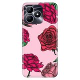 Realme Realme Note 50 4G ile Uyumlu Silikon Kılıf, Red Rose Temalı Desenli, Darbe Emici
