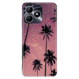 Realme Realme Note 50 4G ile Uyumlu Silikon Kılıf, Yaldızlı Palmiye Temalı Desenli, Darbe Emici
